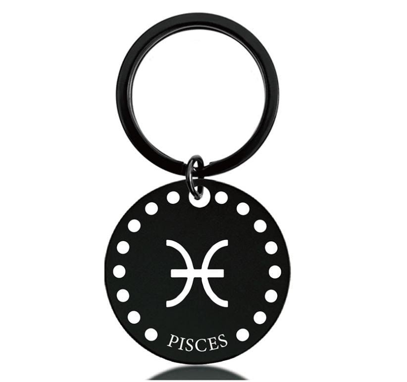 Cute Simple Pisces Zodiac Keychain Keyring | Horoscope Accessory | Unique Car Accessory Gift for Her | Car Charm | New Car Gift