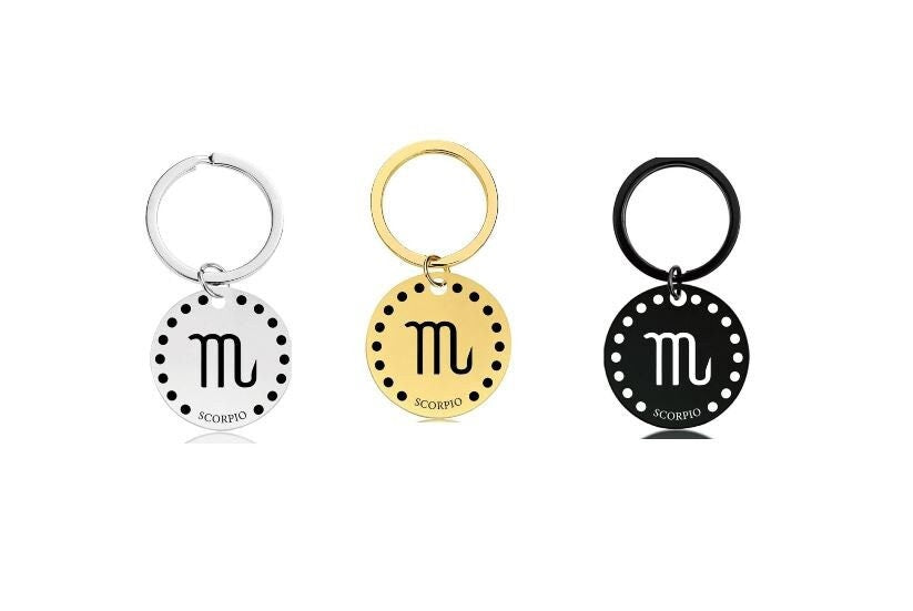 Cute Simple Scorpio Zodiac Keychain Keyring | Horoscope Accessory | Unique Car Accessory Gift for Her | Car Charm | New Car Gift