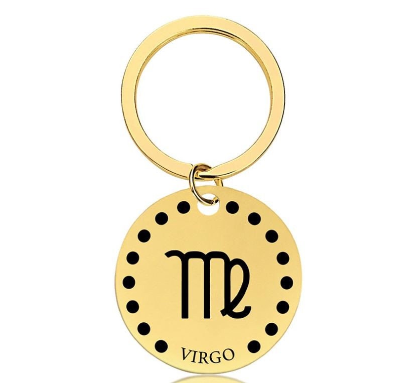 Cute Simple Virgo Zodiac Keychain Keyring | Horoscope Accessory | Unique Car Accessory Gift for Her | Car Charm | New Car Gift