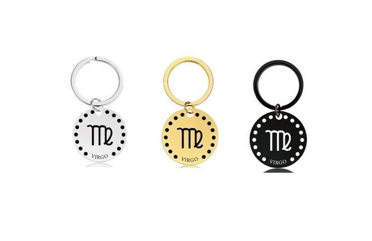 Cute Simple Virgo Zodiac Keychain Keyring | Horoscope Accessory | Unique Car Accessory Gift for Her | Car Charm | New Car Gift