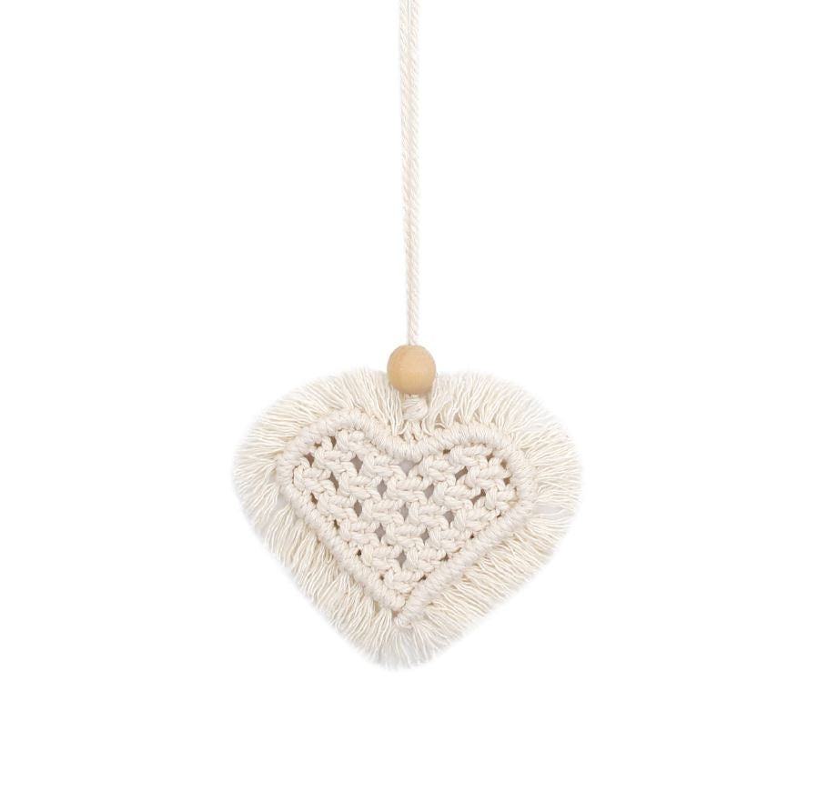 Cute Macrame Heart | Rear View Mirror Accessories | Boho Car Ornament | Cute Car Mirror Decor | New Car Gift