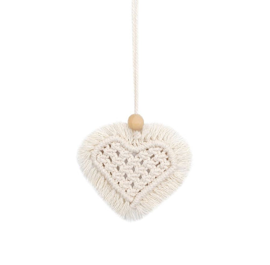 Cute Macrame Heart | Rear View Mirror Accessories | Boho Car Ornament | Cute Car Mirror Decor | New Car Gift