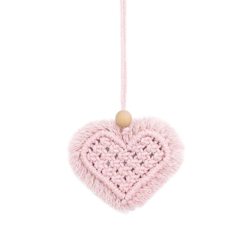 Cute Macrame Heart | Rear View Mirror Accessories | Boho Car Ornament | Cute Car Mirror Decor | New Car Gift