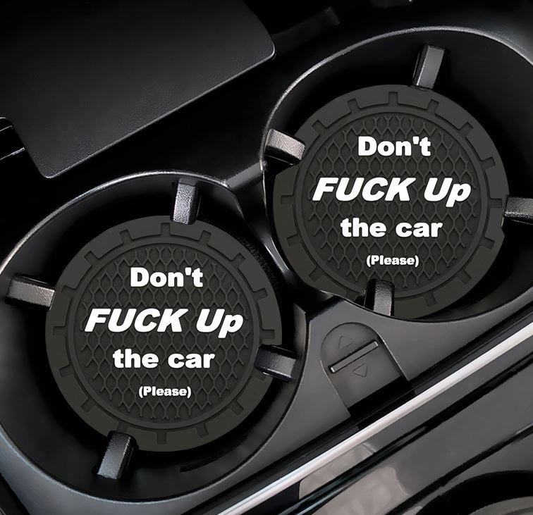 Don't Fuck Up My Car Please Car Cup Holder Inserts (2 Pack) | Funny Coasters | Cup Holder Coasters | Funny Gag Gift | New Car Gift