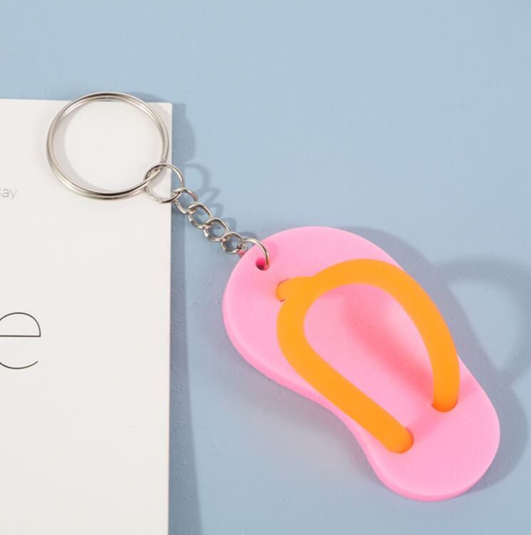 Cute Mini 3D Beach Flip Flop Sandals Keychain | Aesthetic Keychain Ring | Unique Car Accessory Gift for Her | Car Charm | New Car Gift