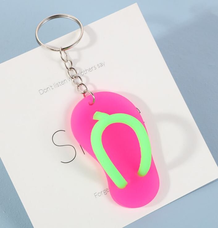 Cute Mini 3D Beach Flip Flop Sandals Keychain | Aesthetic Keychain Ring | Unique Car Accessory Gift for Her | Car Charm | New Car Gift