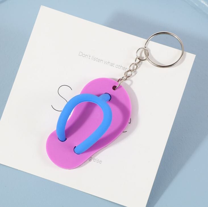 Cute Mini 3D Beach Flip Flop Sandals Keychain | Aesthetic Keychain Ring | Unique Car Accessory Gift for Her | Car Charm | New Car Gift