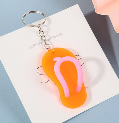 Cute Mini 3D Beach Flip Flop Sandals Keychain | Aesthetic Keychain Ring | Unique Car Accessory Gift for Her | Car Charm | New Car Gift