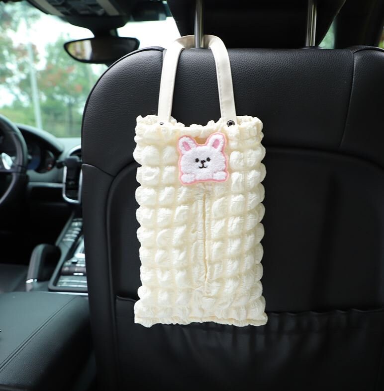 Cute Simple Car White Quilted Tissue Box Holder | Car Tissue Holder | Car Accessory | Car Organizer | Car Tissue Box | New Car Gift