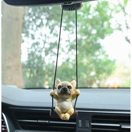 Cute Swinging French Bull Dog Rear View Mirror Charm | Frenchie Dog Car Ornament | Pug Car Accessory Gift | New Car Gift