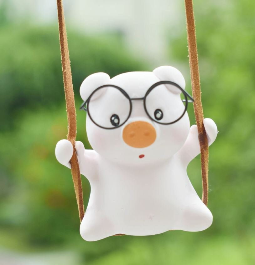 Cute Swinging Mini Pig Car Rear View Mirror Hanging Accessory | Little Pigs Car Ornament | Unique Car Accessory Gift | New Car Gift