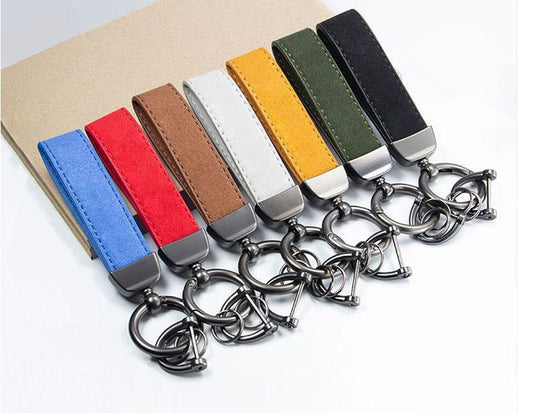 Cute Simple Suede Keychain with Metal Key Ring | Unique Car Accessory Gift for Her | Aesthetic Car Charm | New Car Gift