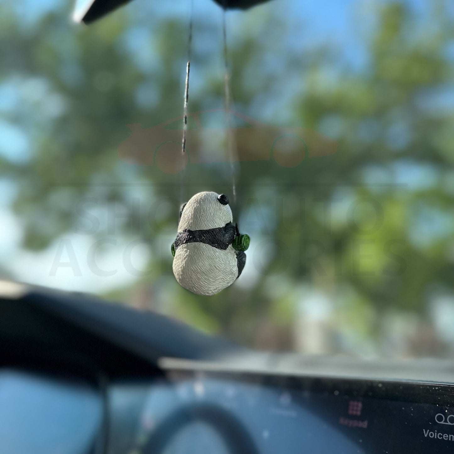 Cute Swinging Panda Car Mirror Hanging Accessory | Little Panda Car Swing Ornament | Unique Car Accessory Gift | New Car Gift