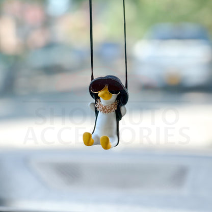 Cute Swinging Duck Car Rear View Mirror Hanging Accessory | Little Duck Car Ornament | Unique Car Accessory Gift | New Car Gift