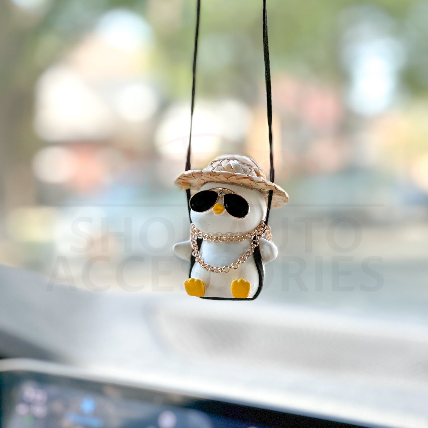 Cute Swinging Duck Car Rear View Mirror Hanging Accessory | Little Duck Car Ornament | Unique Car Accessory Gift | New Car Gift