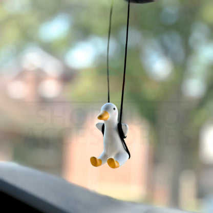 Cute Swinging Duck Car Rear View Mirror Hanging Accessory | Little Duck Car Ornament | Unique Car Accessory Gift | New Car Gift