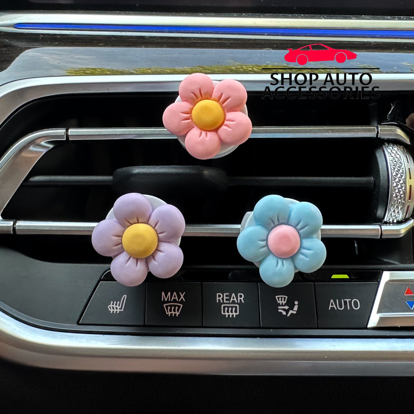 Set of 6 Cute Colorful Daisy Flower Air Vent Clip | Air Freshener Clip | Car Flower Accessories | Cute Car Accessories | New Car Gift