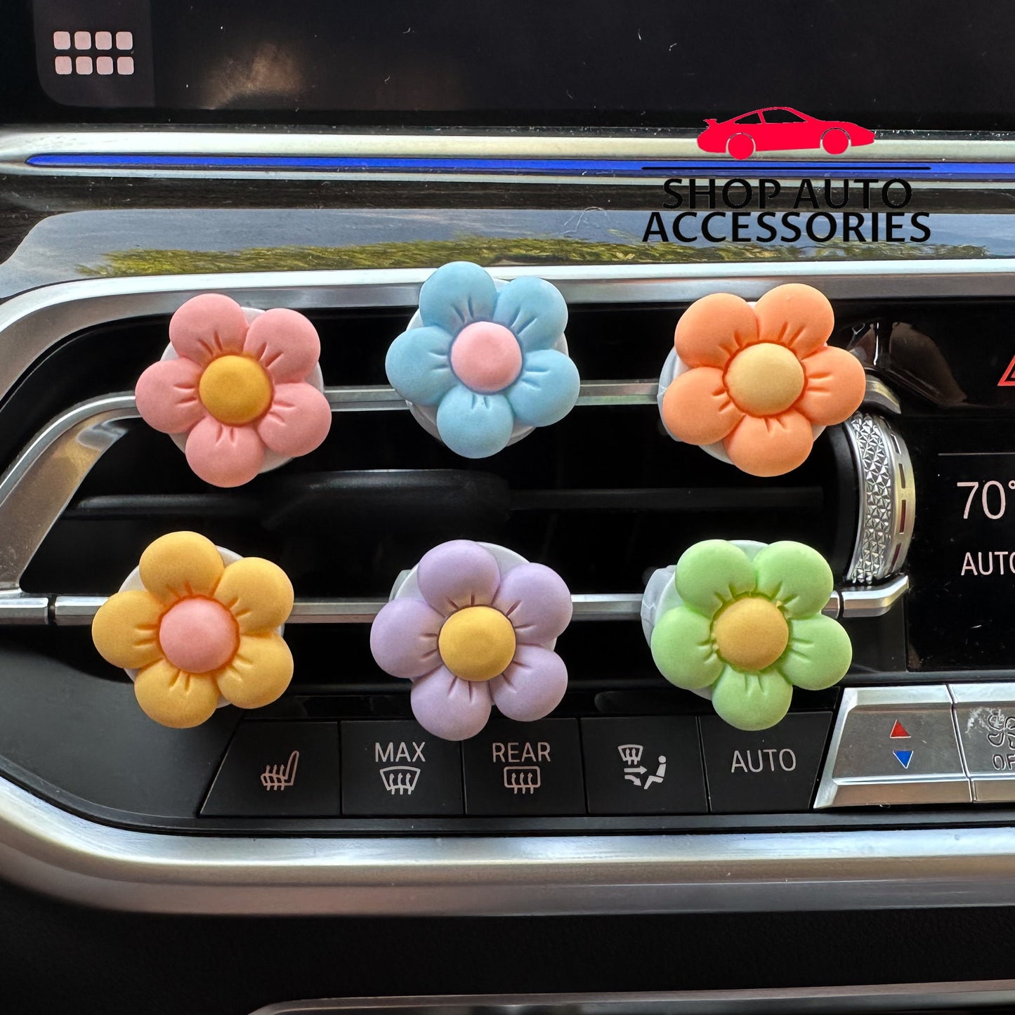 Set of 6 Cute Colorful Daisy Flower Air Vent Clip | Air Freshener Clip | Car Flower Accessories | Cute Car Accessories | New Car Gift