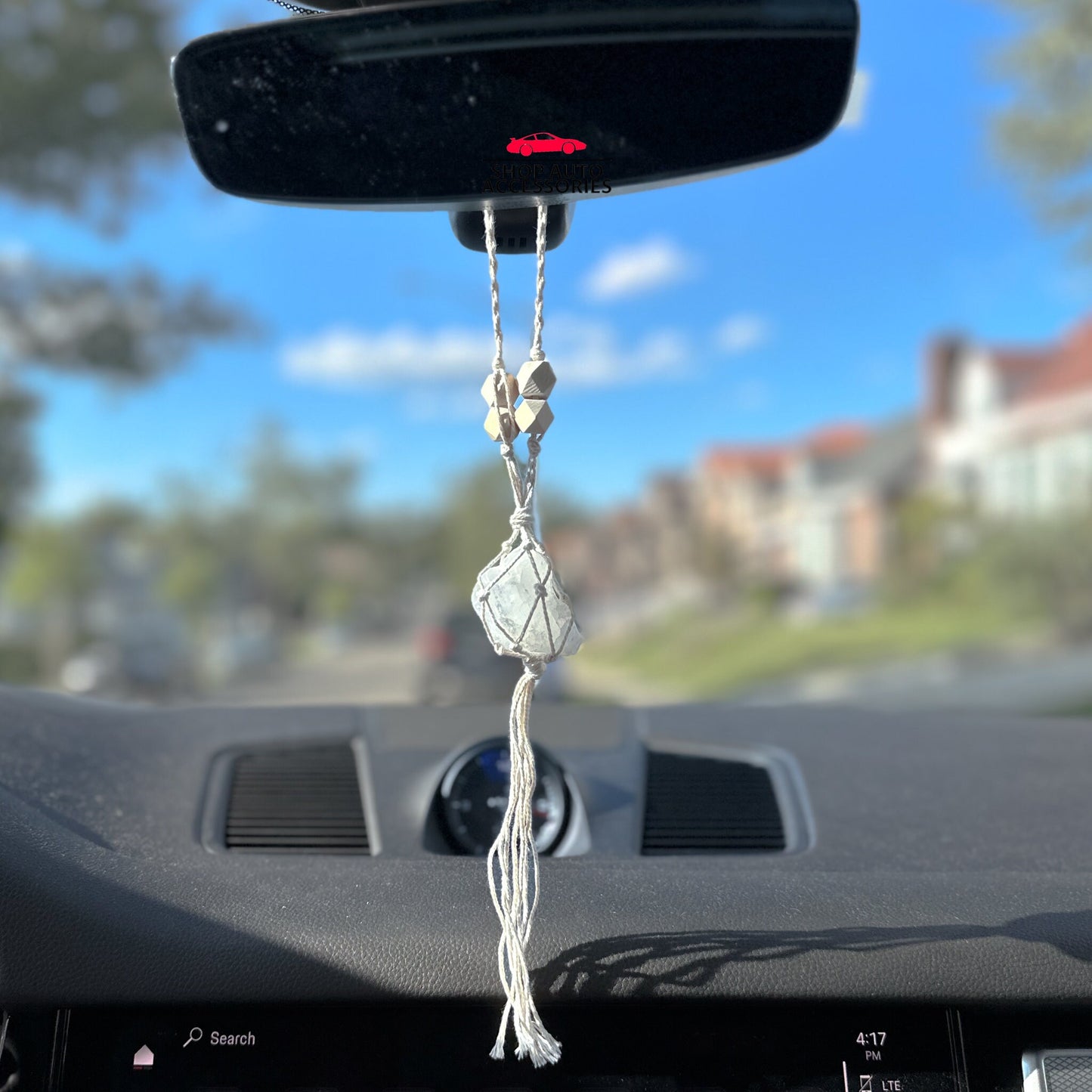 Cute Raw Crystal Charm Rear View Mirror Hanger | Raw Natural Gem Stone | Rear View Mirror Accessories | Car Ornament | New Car Gift