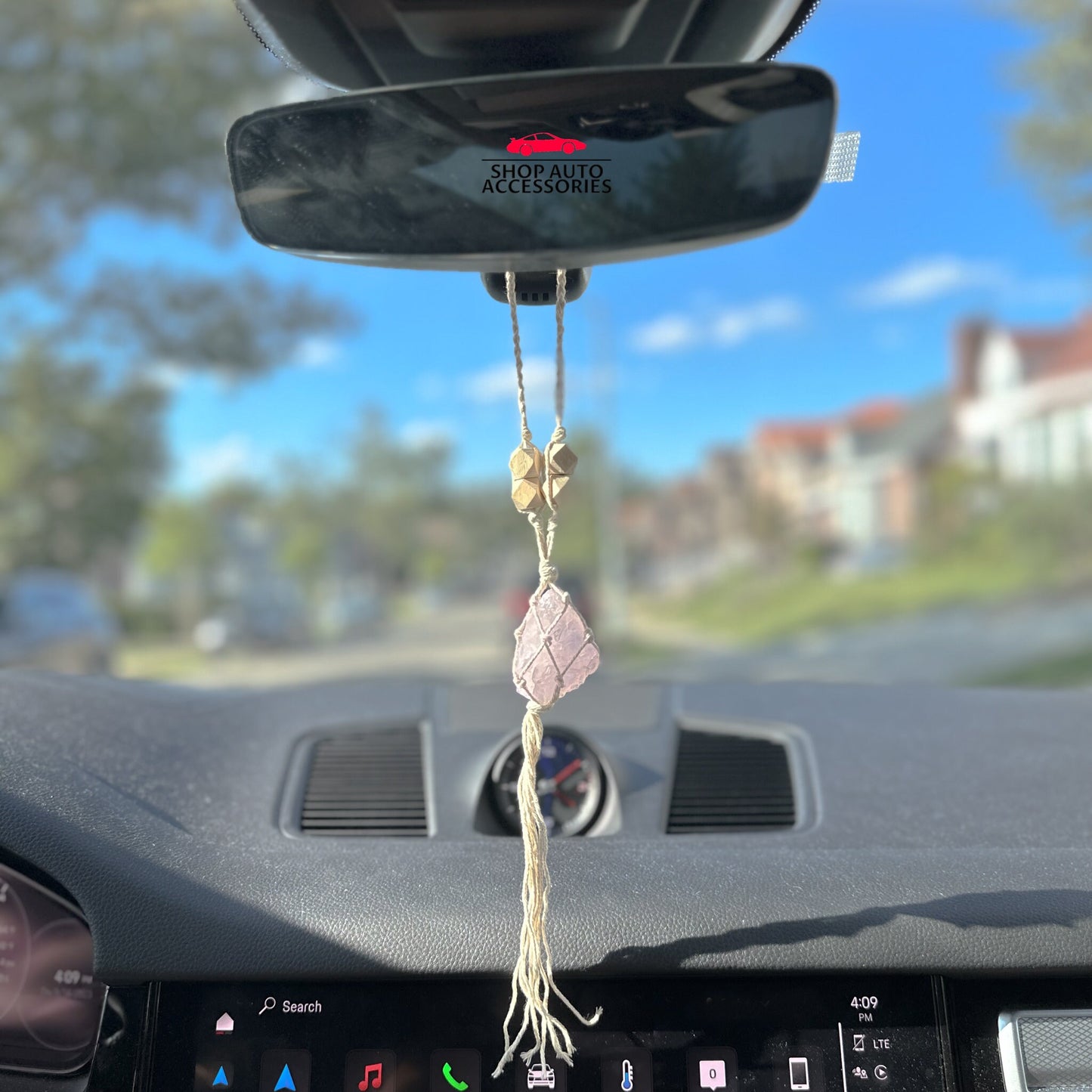 Cute Raw Crystal Charm Rear View Mirror Hanger | Raw Natural Gem Stone | Rear View Mirror Accessories | Car Ornament | New Car Gift