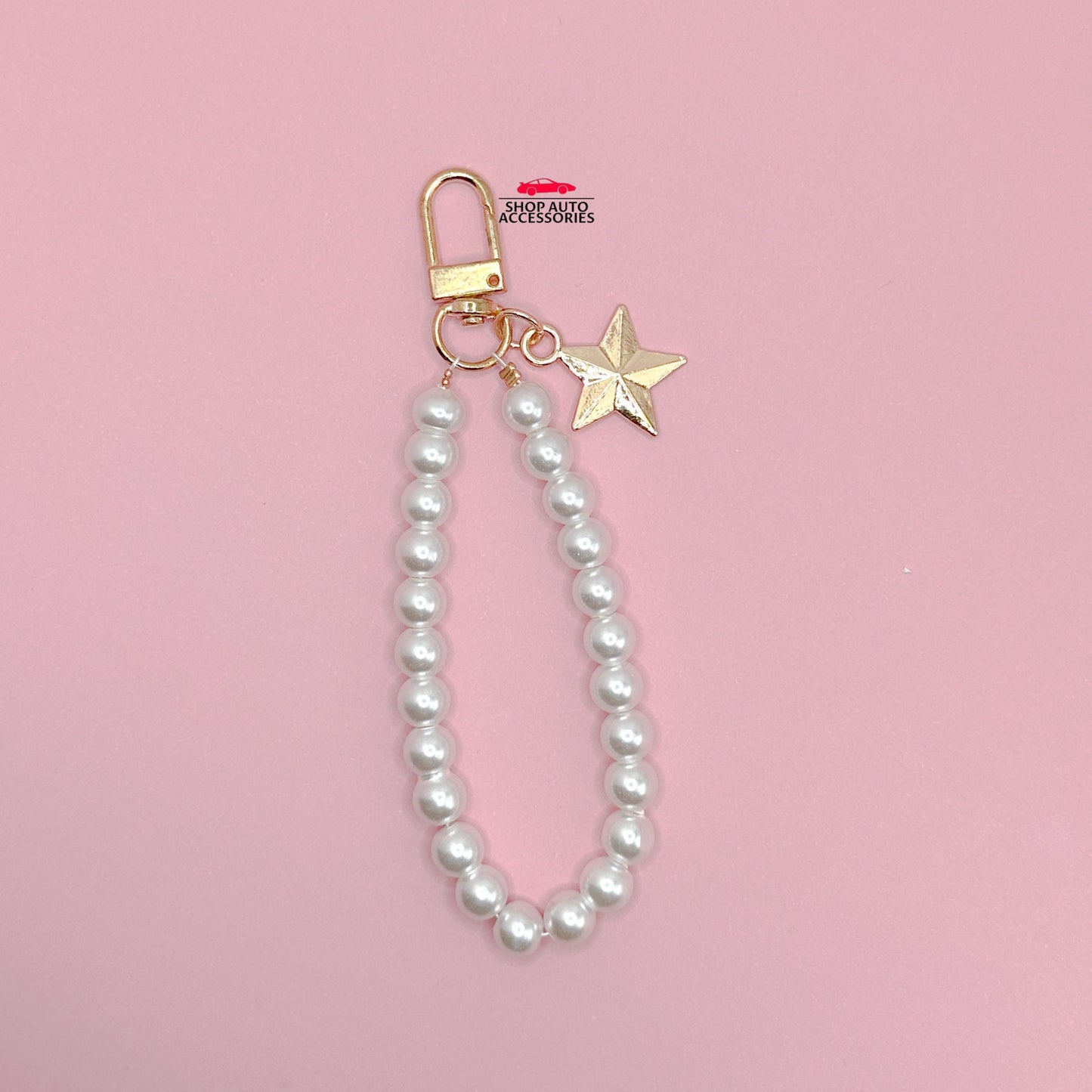 Cute Simple Pearl Keychain Lanyard with Charms | Crochet Accessory | Unique Car Accessory Gift for Her | Car Charm | New Car Gift