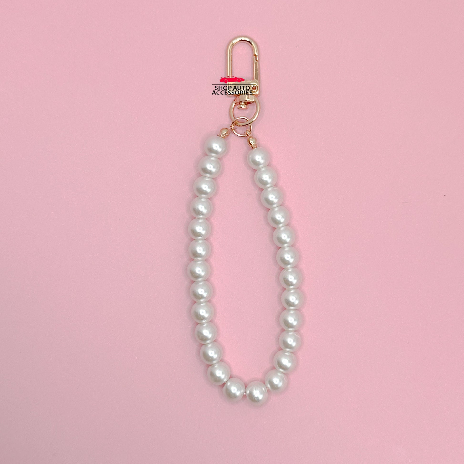 Cute Simple Pearl Keychain Lanyard with Charms | Crochet Accessory | Unique Car Accessory Gift for Her | Car Charm | New Car Gift