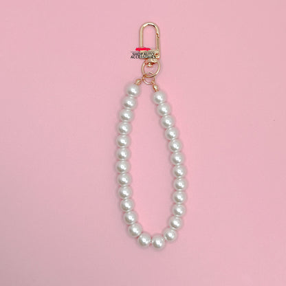 Cute Simple Pearl Keychain Lanyard with Charms | Crochet Accessory | Unique Car Accessory Gift for Her | Car Charm | New Car Gift