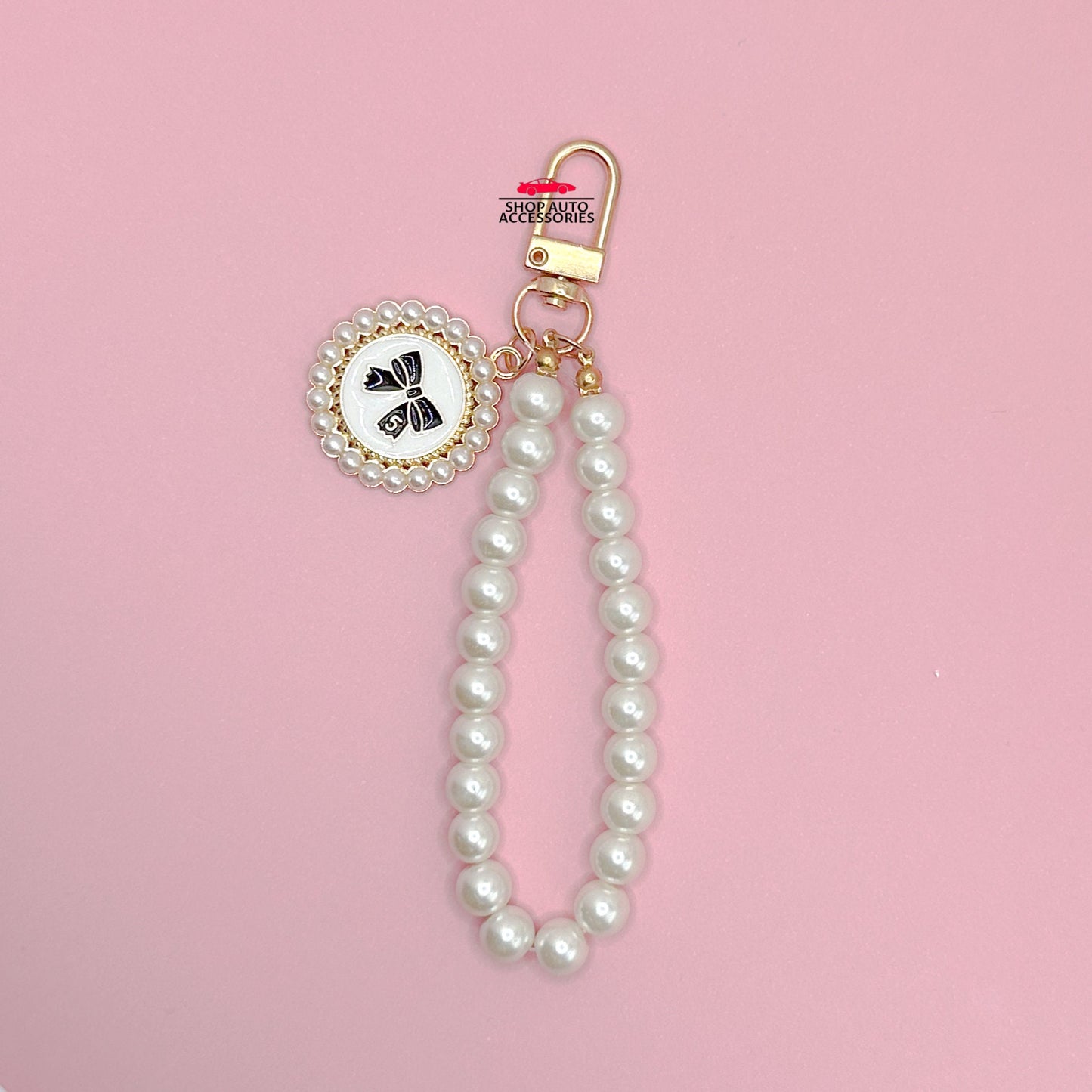 Cute Simple Pearl Keychain Lanyard with Charms | Crochet Accessory | Unique Car Accessory Gift for Her | Car Charm | New Car Gift