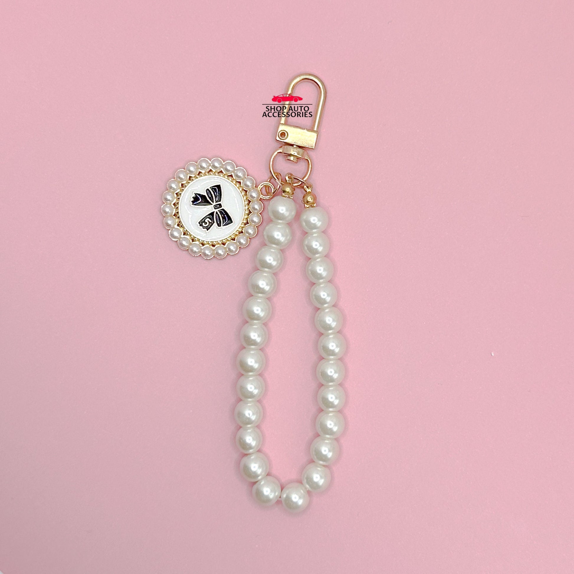 Cute Simple Pearl Keychain Lanyard with Charms | Crochet Accessory | Unique Car Accessory Gift for Her | Car Charm | New Car Gift