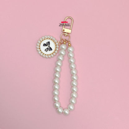 Cute Simple Pearl Keychain Lanyard with Charms | Crochet Accessory | Unique Car Accessory Gift for Her | Car Charm | New Car Gift