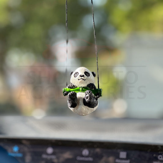 Cute Swinging Panda Car Mirror Hanging Accessory | Little Panda Car Swing Ornament | Unique Car Accessory Gift | New Car Gift