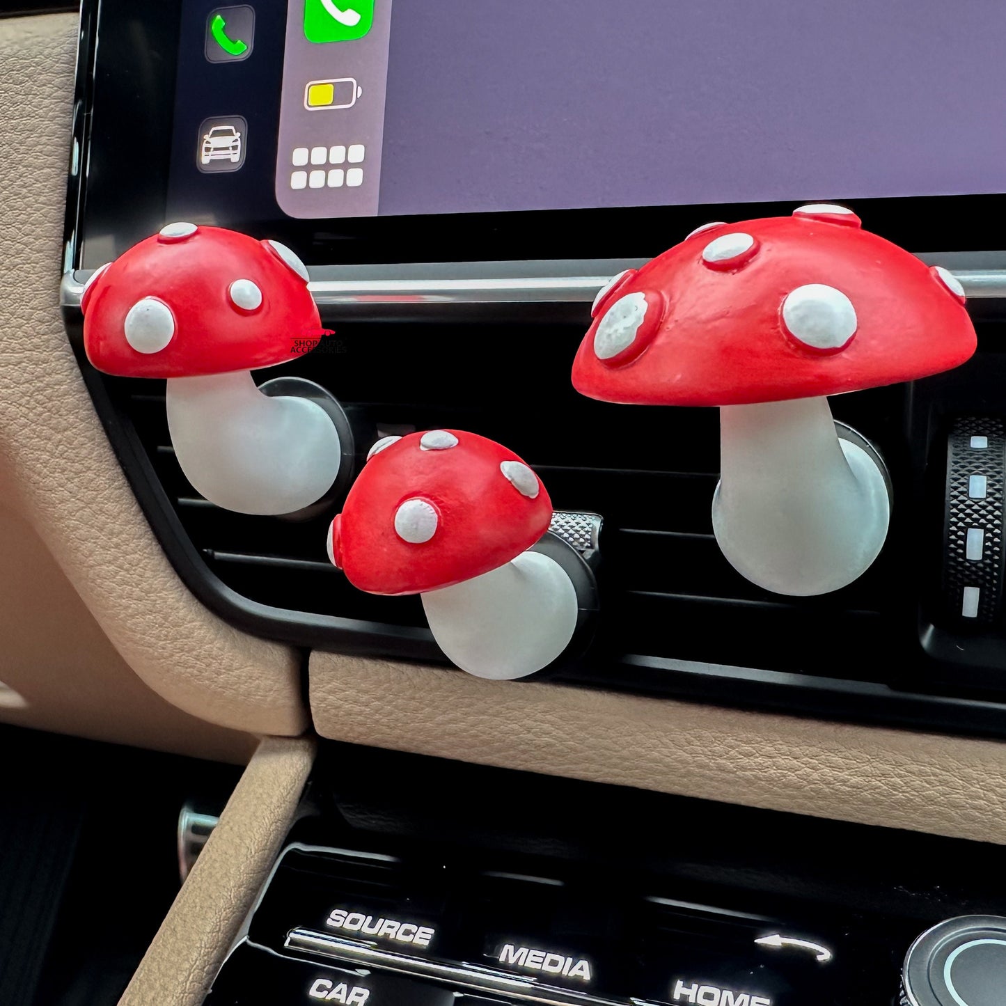 Set of 3 Cute Mushroom Air Vent Clip | Air Freshener Clip | Unique Car Accessory Gift | Car Charm | Home Decor | New Car Gift