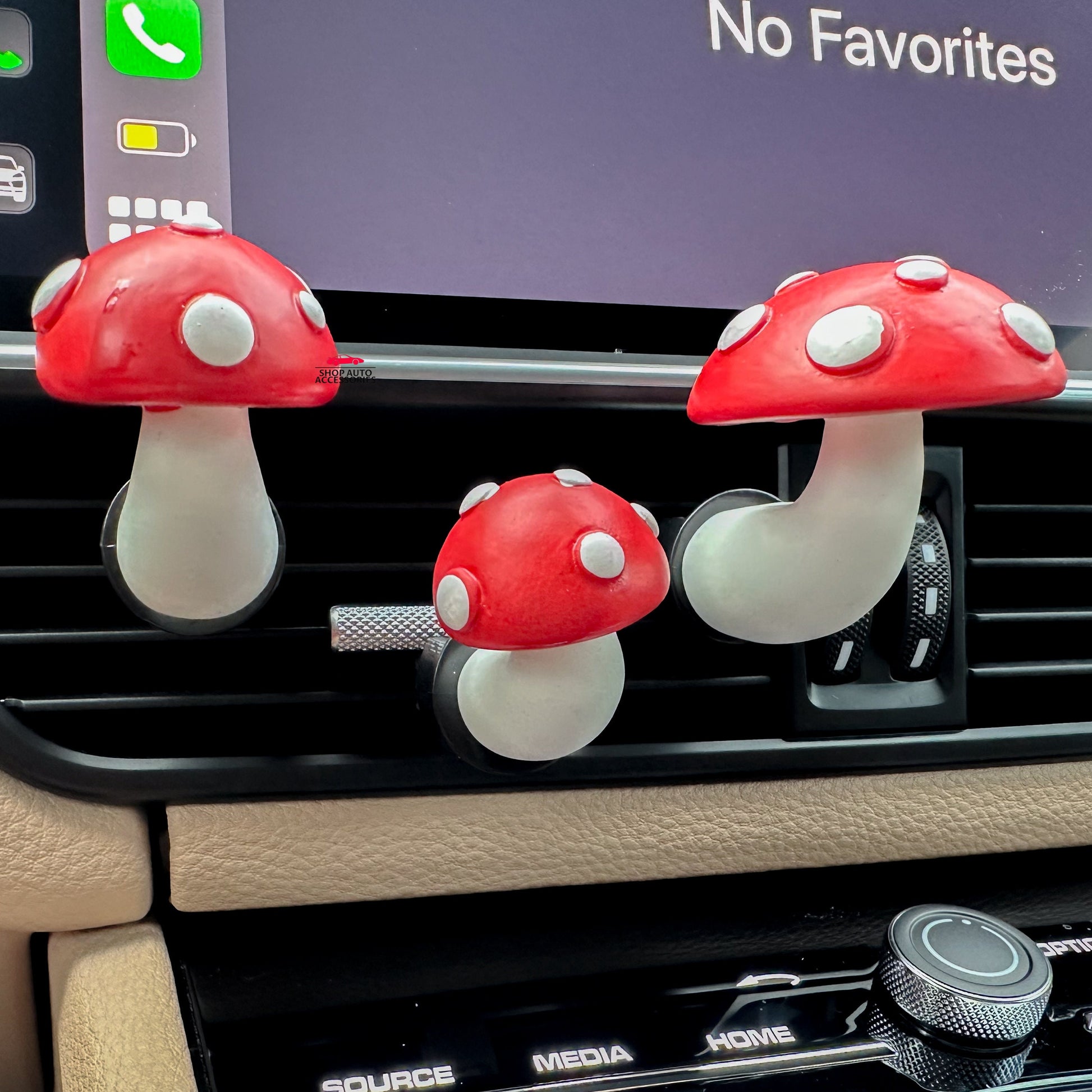 Set of 3 Cute Mushroom Air Vent Clip | Air Freshener Clip | Unique Car Accessory Gift | Car Charm | Home Decor | New Car Gift