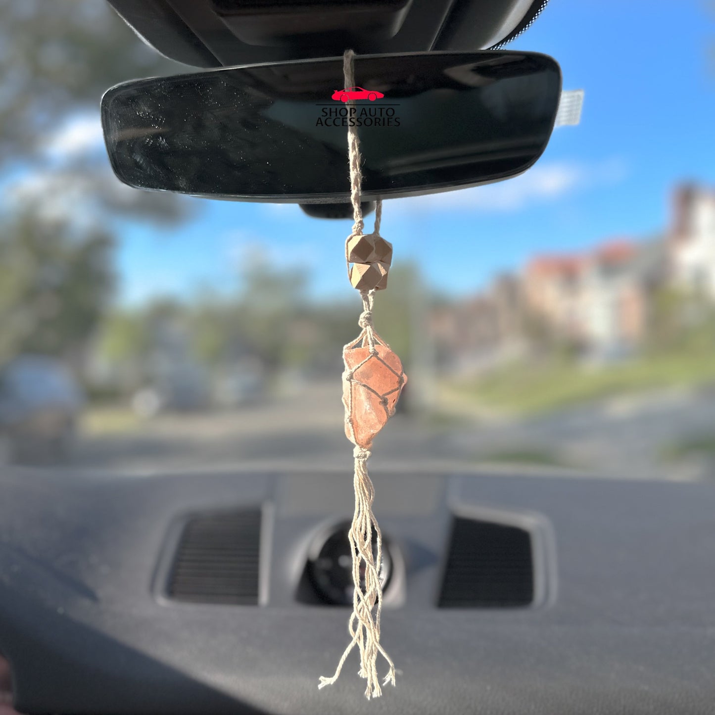 Cute Raw Crystal Charm Rear View Mirror Hanger | Raw Natural Gem Stone | Rear View Mirror Accessories | Car Ornament | New Car Gift