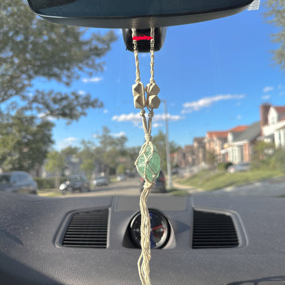 Cute Raw Crystal Charm Rear View Mirror Hanger | Raw Natural Gem Stone | Rear View Mirror Accessories | Car Ornament | New Car Gift