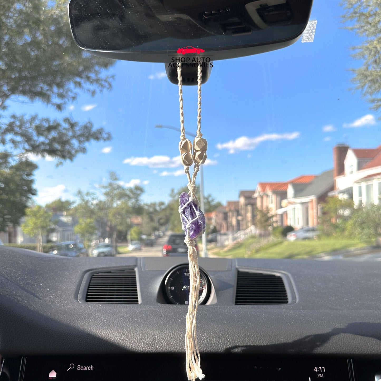Cute Raw Crystal Charm Rear View Mirror Hanger | Raw Natural Gem Stone | Rear View Mirror Accessories | Car Ornament | New Car Gift