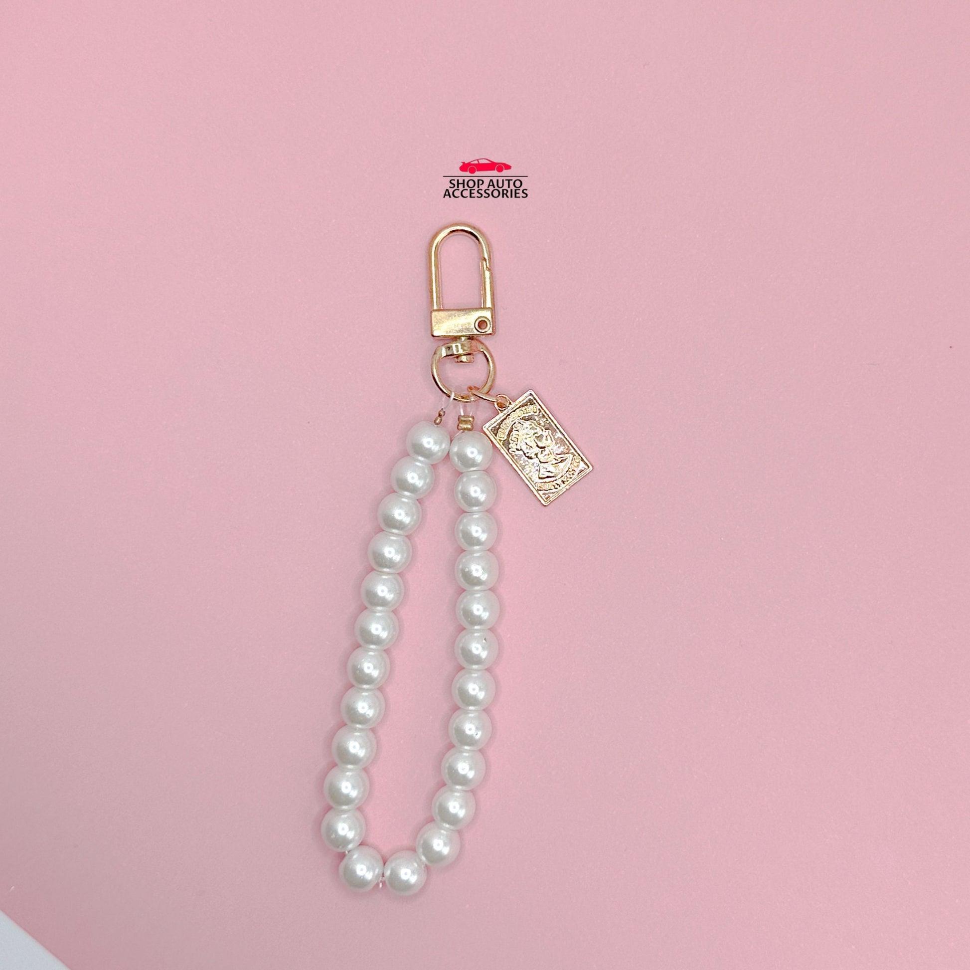 Cute Simple Pearl Keychain Lanyard with Charms | Crochet Accessory | Unique Car Accessory Gift for Her | Car Charm | New Car Gift