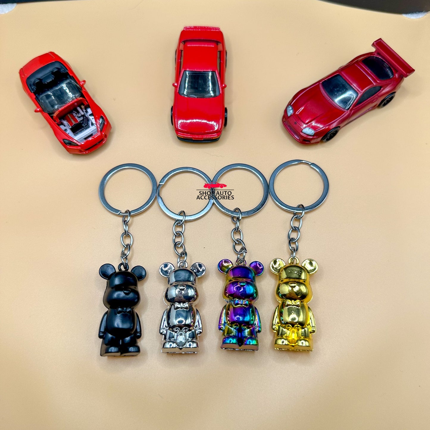 Hypebeast Streetwear Style Bear Keychain | Car Guy Gift | Boyfriend Gift | Car Accessory | Keychain Accessory for Him | New Car Gift