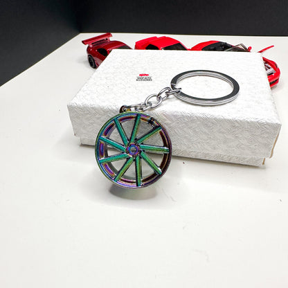 3D Multispoke Style Wheel Tire Rim Keychain | Car Guy Gift | Boyfriend Gift | Car Accessory | Keychain Accessory for Him | New Car Gift