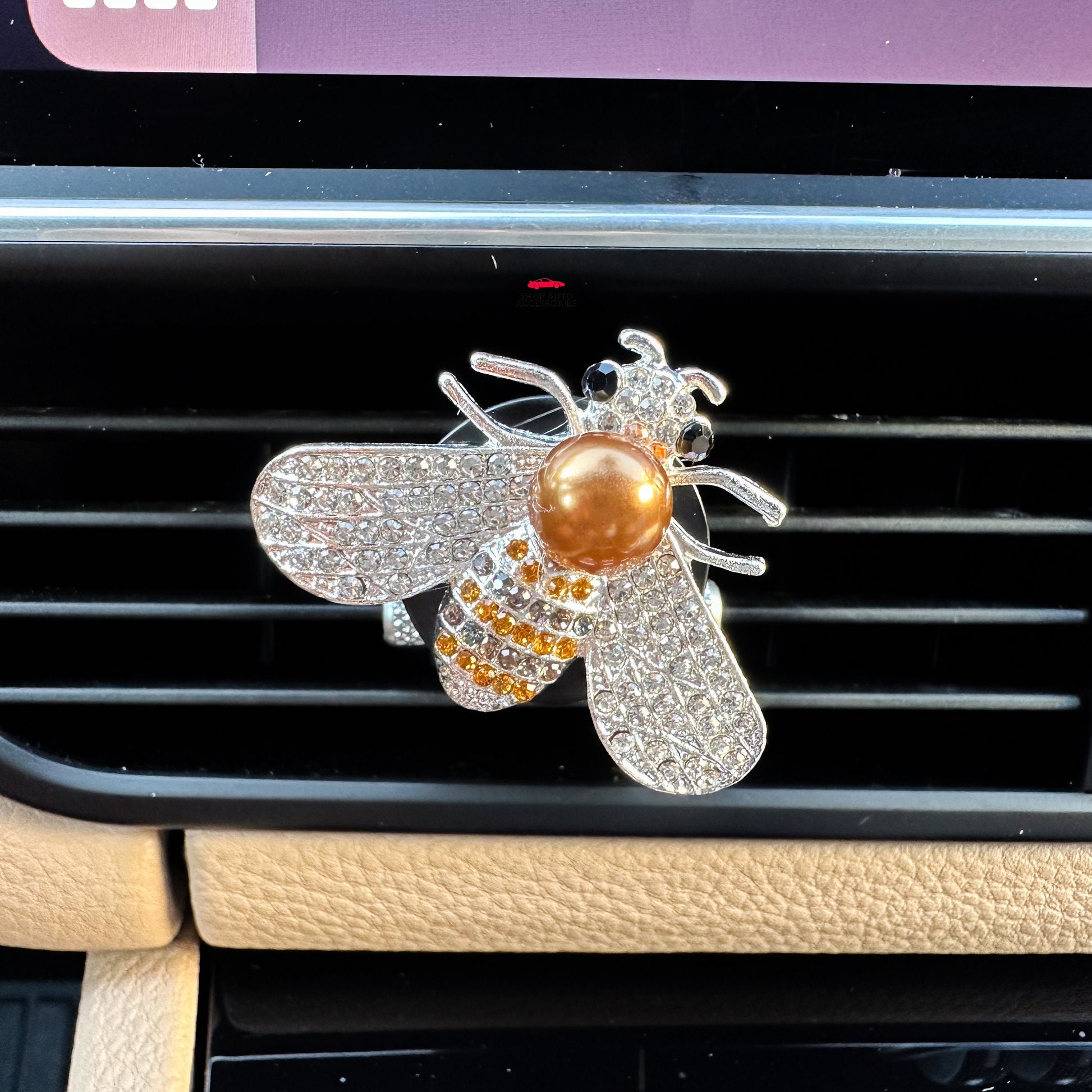 Cute Crystal Rhinestone & Pearl Bee Air Vent Clip | Air Freshener Clip | Bling Car Accessories | Cute Car Accessory | New Car Gift