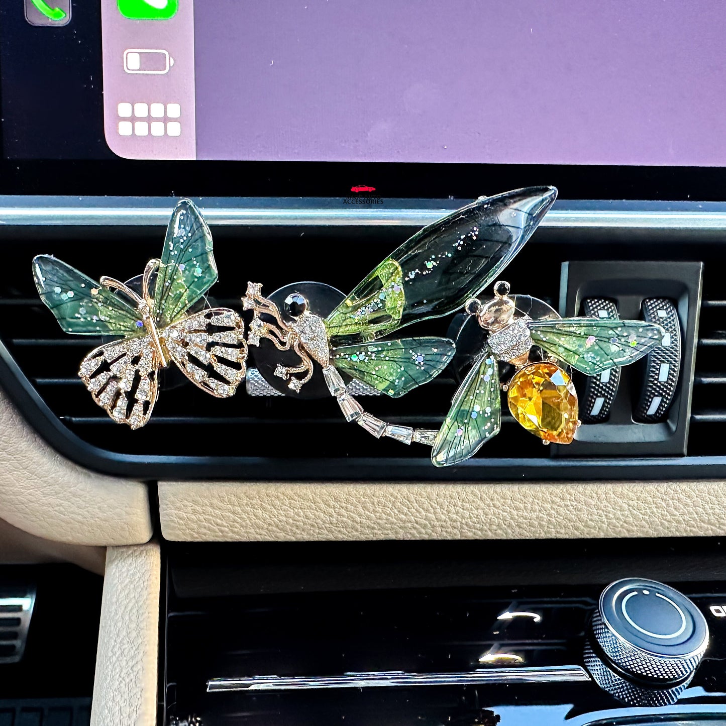 Set of 3 Cute Crystal Insects Air Vent Clip | Air Freshener Clip | Bling Car Accessories | Cute Car Accessory | New Car Gift