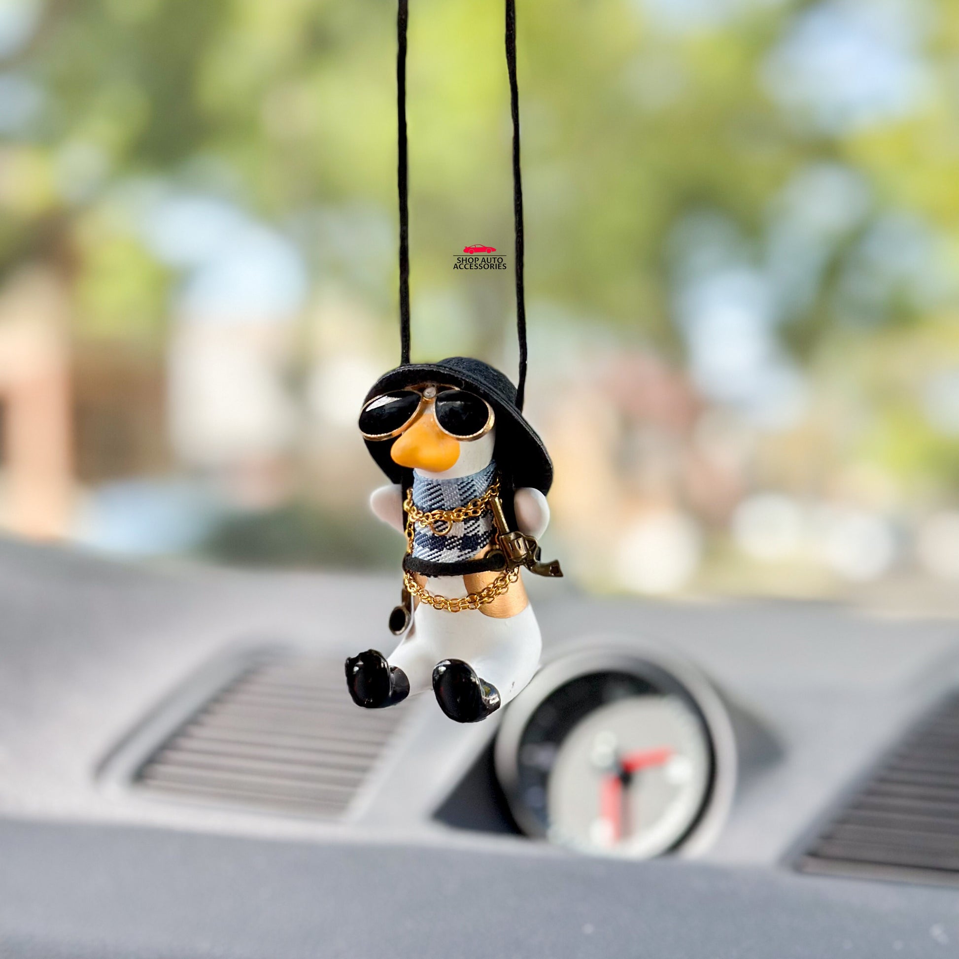 Cute Fancy Duck Car Rear View Mirror Hanging Accessory | Little Duck Car Swing Ornament | Unique Car Accessory Gifts | New Car Gift