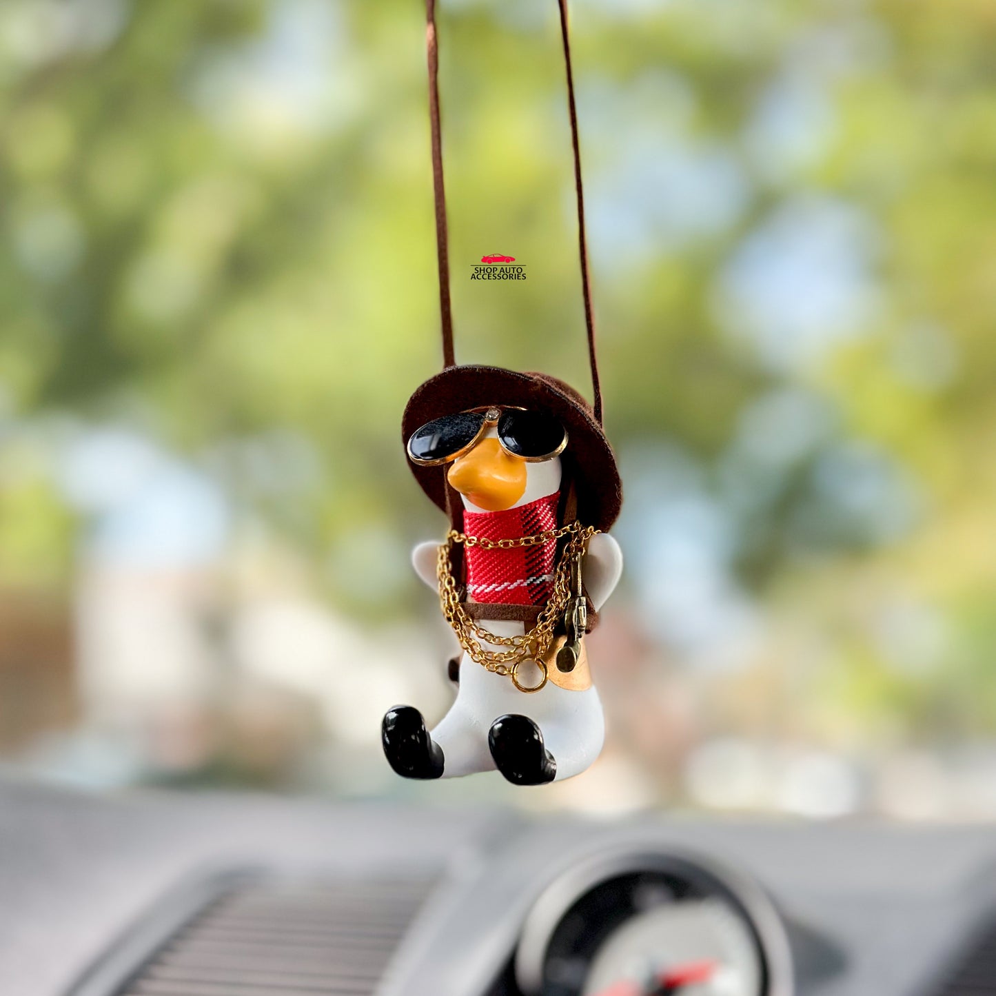 Cute Fancy Duck Car Rear View Mirror Hanging Accessory | Little Duck Car Swing Ornament | Unique Car Accessory Gifts | New Car Gift