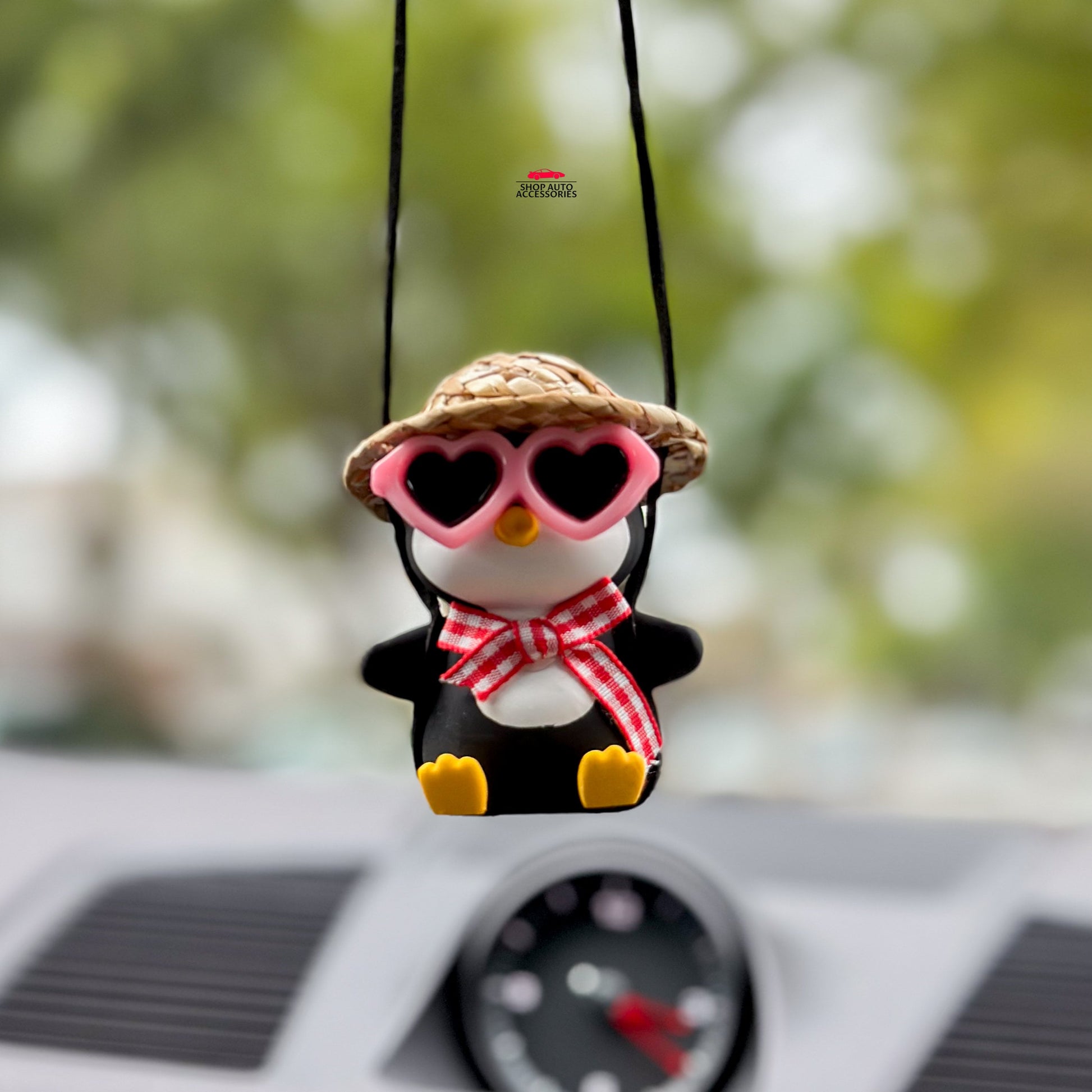 Cute Swinging Penguin Car Mirror Hanging Accessory | Little Penguin Car Swing Ornament | Unique Car Accessory Gift | New Car Gift