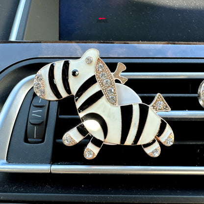 Set of 2 Cute Crystal Rhinestone Zebra Air Vent Clip | Car Bling Accessory | Air Freshener Clip | Cute Car Accessory | New Car Gift