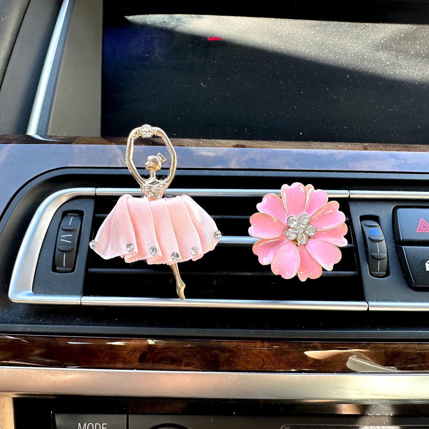 Set of 2 Cute Sparkly Rhinestone Crystal Ballerina Air Vent Clip | Air Freshener Clip | Cute Bling Car Accessory | New Car Gift