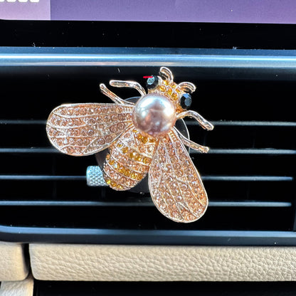 Cute Crystal Rhinestone & Pearl Bee Air Vent Clip | Air Freshener Clip | Bling Car Accessories | Cute Car Accessory | New Car Gift