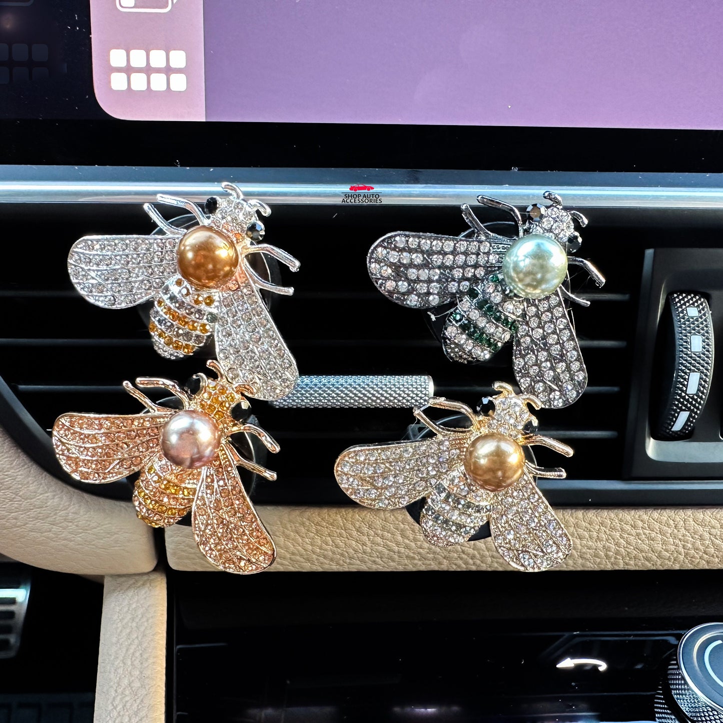 Cute Crystal Rhinestone & Pearl Bee Air Vent Clip | Air Freshener Clip | Bling Car Accessories | Cute Car Accessory | New Car Gift