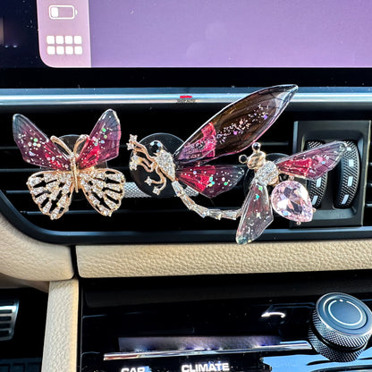 Set of 3 Cute Crystal Insects Air Vent Clip | Air Freshener Clip | Bling Car Accessories | Cute Car Accessory | New Car Gift