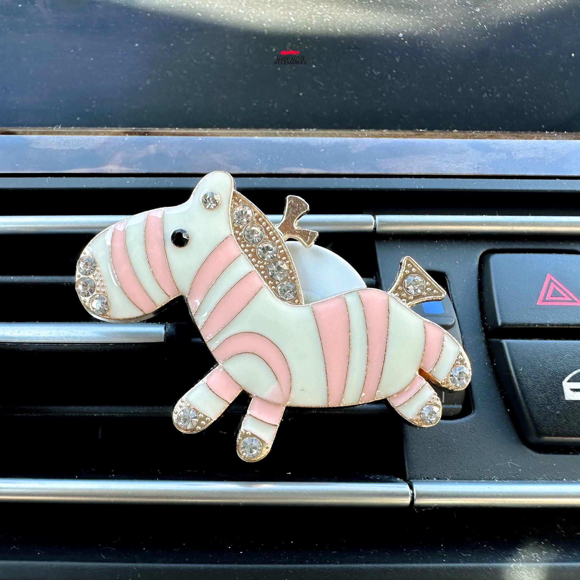 Set of 2 Cute Crystal Rhinestone Zebra Air Vent Clip | Car Bling Accessory | Air Freshener Clip | Cute Car Accessory | New Car Gift